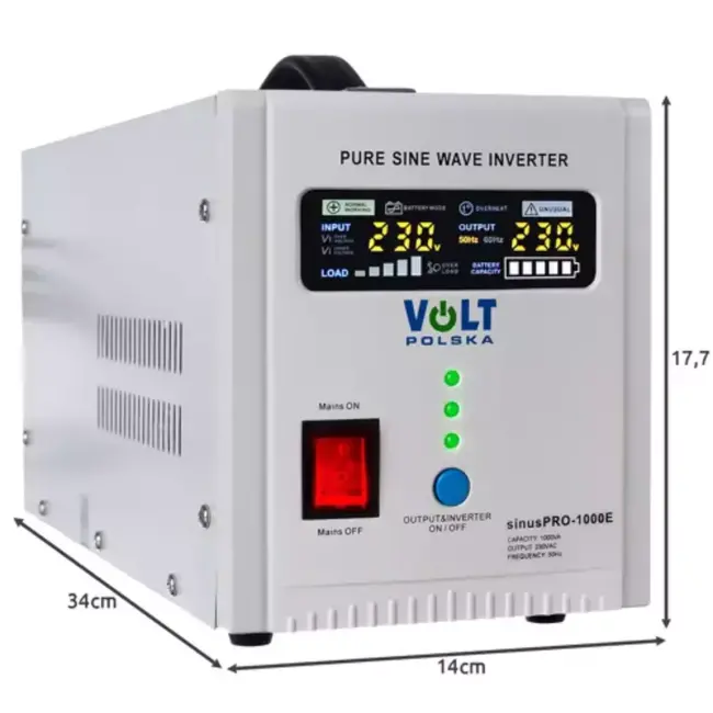 Volt Polska Sinus Pro 1000E UPS: 3-in-1 Energieoplossing voor Thuis en Kantoor