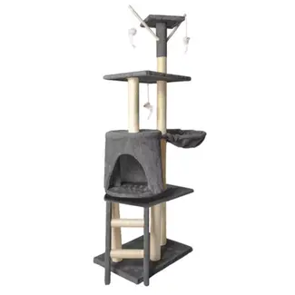 Purlov Kattenboom 138 cm Grijs - Veilig en Stimulerend Kattenparadijs