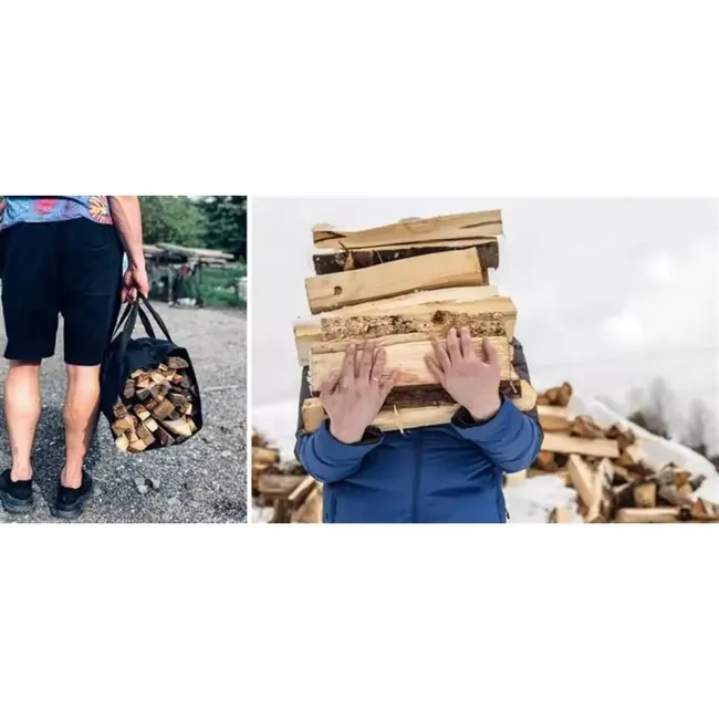 Kaminer Houtdraagtas 600D Oxford - Sterk & Waterdicht voor 20 kg Hout