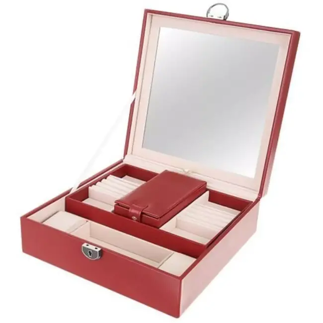 Beautylushh Bourgondische Juwelendoos - Luxe en Veiligheid voor Je Sieraden - 25 x 25x 9 cm