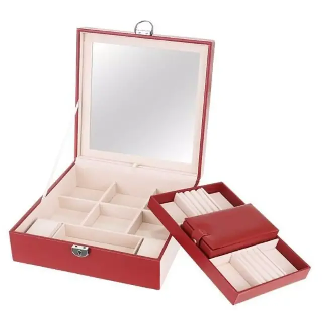 Beautylushh Bourgondische Juwelendoos - Luxe en Veiligheid voor Je Sieraden - 25 x 25x 9 cm