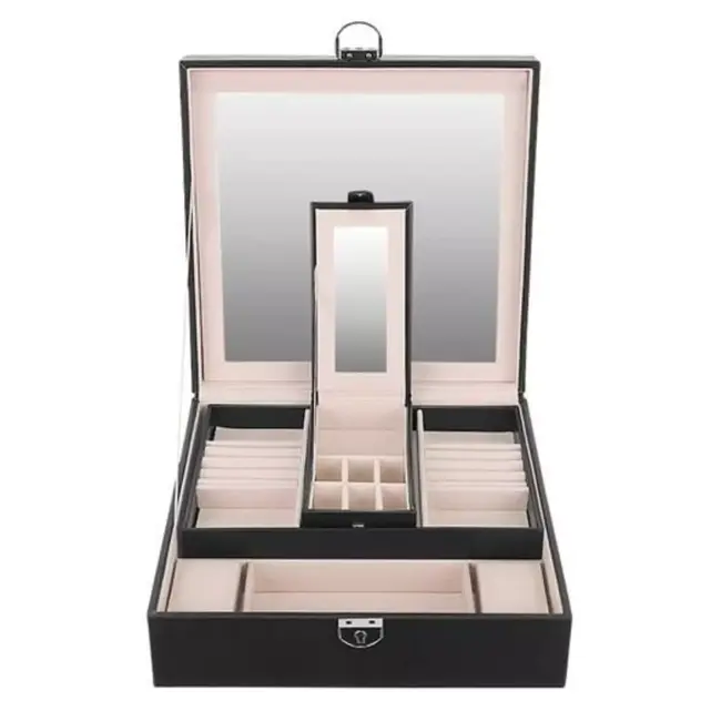 Beautylushh Juwelendoos in Zwart - Stijlvol en Veilig Sieradenbeheer - 25 x 25 x 9 cm