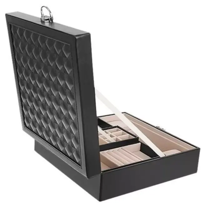 Beautylushh Juwelendoos in Zwart - Stijlvol en Veilig Sieradenbeheer - 25 x 25 x 9 cm