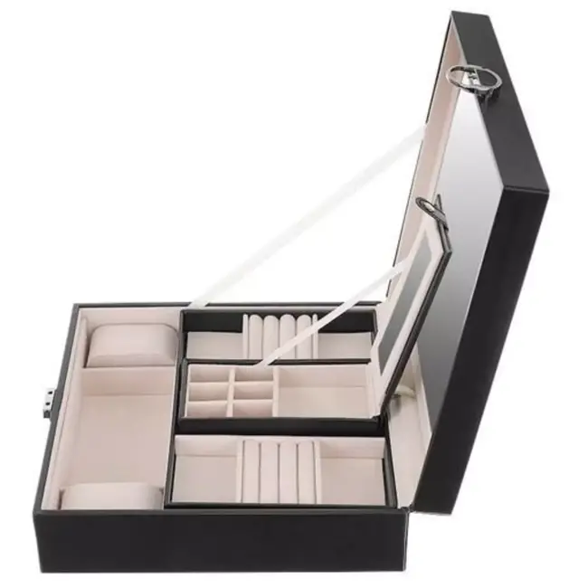 Beautylushh Juwelendoos in Zwart - Stijlvol en Veilig Sieradenbeheer - 25 x 25 x 9 cm