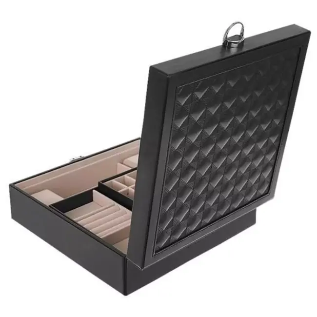 Beautylushh Juwelendoos in Zwart - Stijlvol en Veilig Sieradenbeheer - 25 x 25 x 9 cm