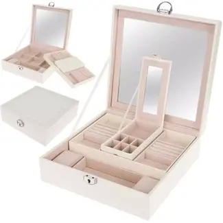 Beautylushh Juwelendoos - Wit 25 x 25 x 9 cm: Stijlvolle Organisatie voor Je Sieraden