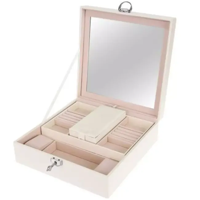 Beautylushh Juwelendoos - Wit 25 x 25 x 9 cm: Stijlvolle Organisatie voor Je Sieraden