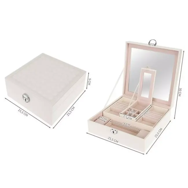 Beautylushh Juwelendoos - Wit 25 x 25 x 9 cm: Stijlvolle Organisatie voor Je Sieraden