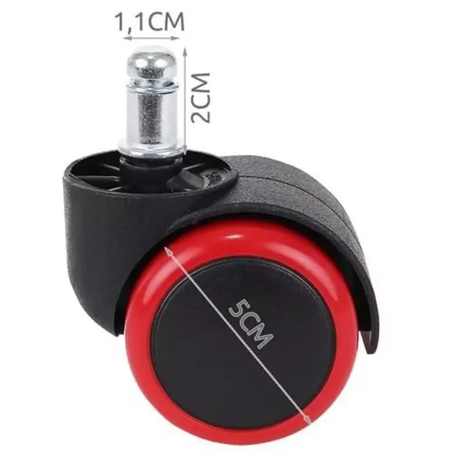 Ruhhy Rode Kantoorstoelwielen - 5 Stuks - Bescherm Je Vloer en Verhoog Mobiliteit