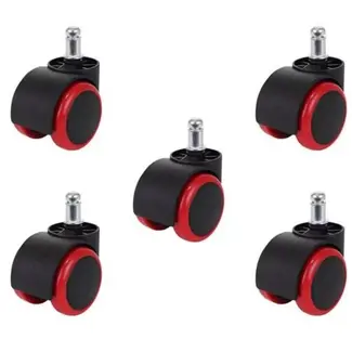 Ruhhy Rode Kantoorstoelwielen - 5 Stuks - Bescherm Je Vloer en Verhoog Mobiliteit