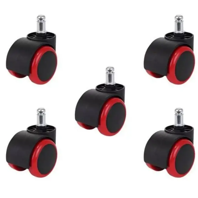 Ruhhy Rode Kantoorstoelwielen - 5 Stuks - Bescherm Je Vloer en Verhoog Mobiliteit