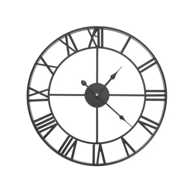 Ruhhy Retro Wandklok - 47.5 cm - Romeinse Cijfers - Zwart