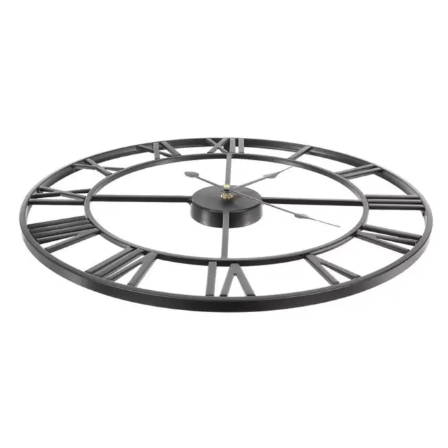 Ruhhy Retro Wandklok - 47.5 cm - Romeinse Cijfers - Zwart