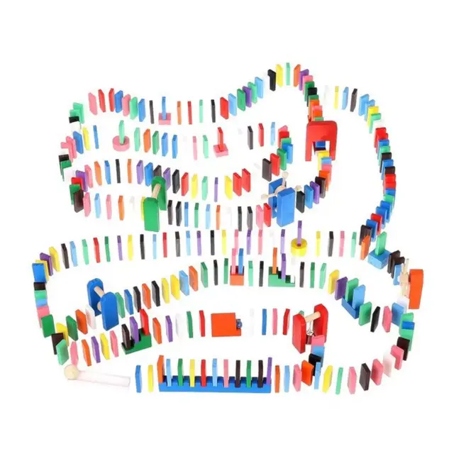 Kruzzel Houten Domino Culodrome - 1131-Delige Set voor Creatief Familieplezier