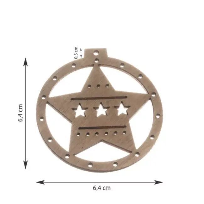 Ruhhy Houten kerstballen - Bruin/Beige - 10 stuks