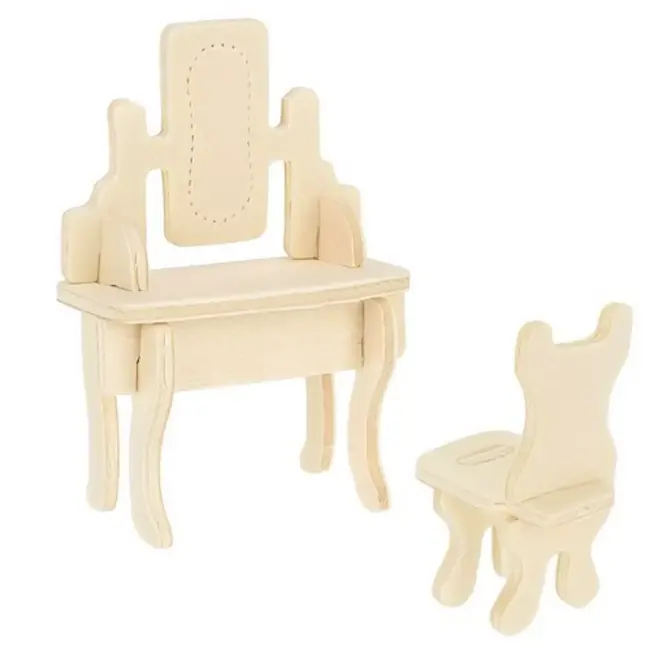 Kruzzel 34-delige Houten Meubelset voor Poppenhuizen - Creatief Speelplezier - 175 onderdelen