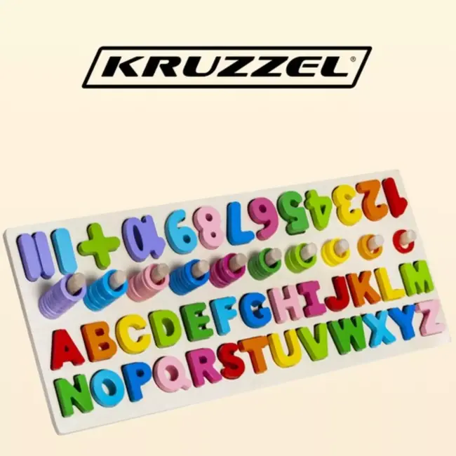 Kruzzel Houten Alfabet en Cijfers Puzzel - Educatief Speelgoed voor Peuters