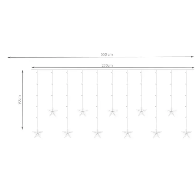 Ruhhy LED Gordijnverlichting 108 LEDs - Koele Wit voor Feestdagen