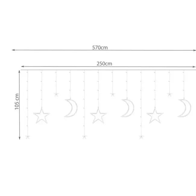 Ruhhy LED Gordijnverlichting 138 LEDs - Warm Wit voor Gezellige Avonden