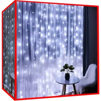 Ruhhy LED Gordijnverlichting 300 LEDs - Sprankelend Koud Wit voor Elk Feest
