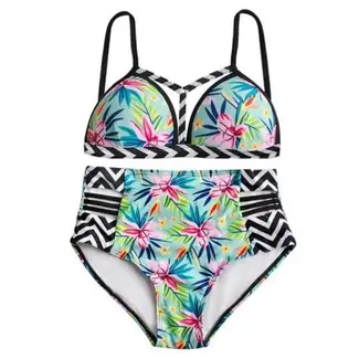 Ruhhy Hoge Taille Badpak - Maat S - Print