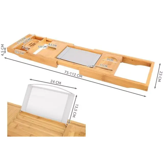 Ruhhy Bamboe Badplank - Uitschuifbaar en Multifunctioneel voor Thuis Spa