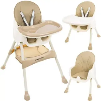 Kruzzel 3-in-1 Babyvoedingsstoel: Veilig & Stijlvol - Beige