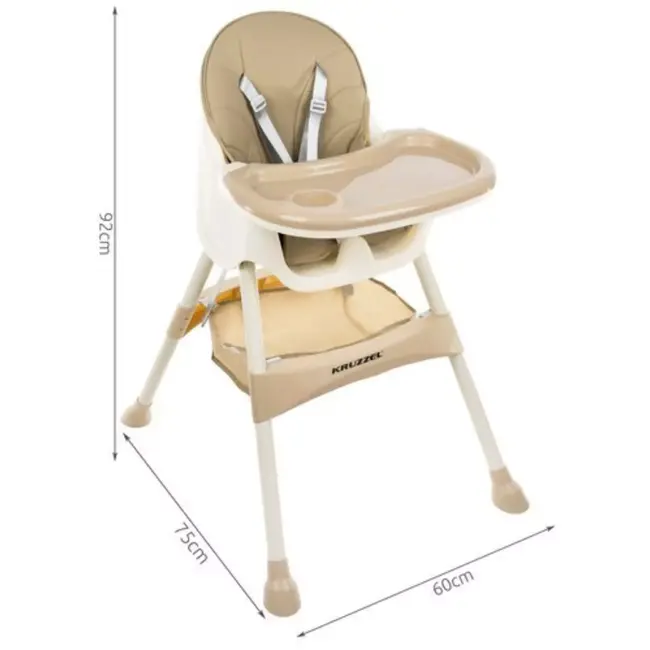 Kruzzel 3-in-1 Babyvoedingsstoel: Veilig & Stijlvol - Beige