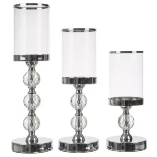 Ruhhy Glamour Kaarsenhouder Set - 3 Maten - Kristal Versierd - Perfect voor Luxe Decoratie