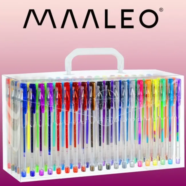 Maaleo Gel Pennenset: 140 Kleurrijke Mogelijkheden - 4 Types kleuren: metallic, glitter, meerkleurig, fluorescerend