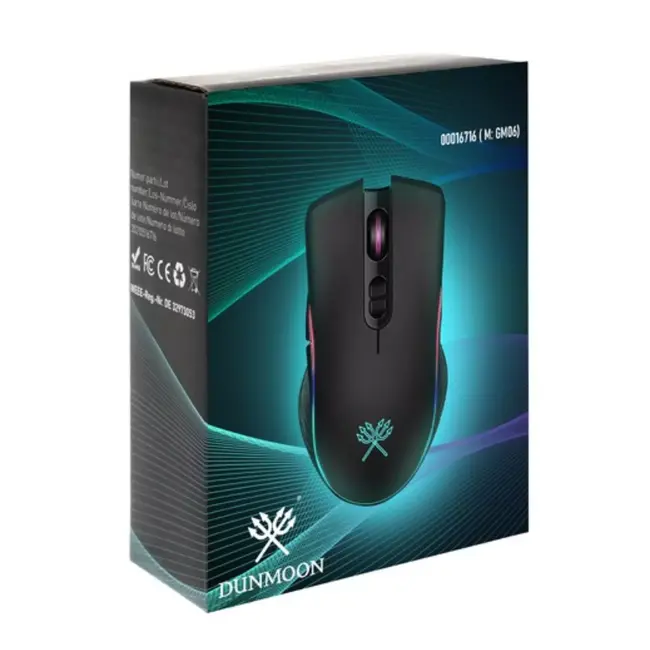 Dunmoon Bedrade Gaming Muis: Hoge Snelheid en Precisie met LED-verlichting - 1200-7200 DPI