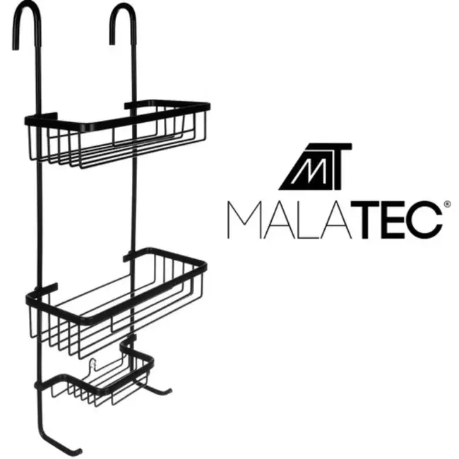 Malatec Zwart Hangend Doucherek - Stijlvol & Praktisch - 3 Lagen