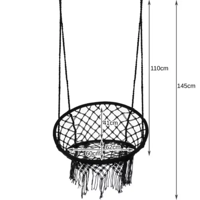 Ruhhy Zwarte Hangstoel Schommel: Moderne Relaxstoel in Ibiza Stijl