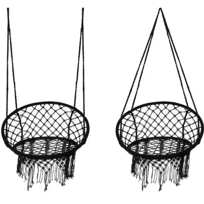Ruhhy Zwarte Hangstoel Schommel: Moderne Relaxstoel in Ibiza Stijl