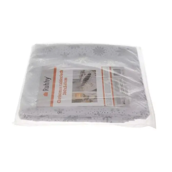 Ruhhy Kersttafelkleed 260x140cm - Elegant Wit met Zilveren Sneeuwvlokken