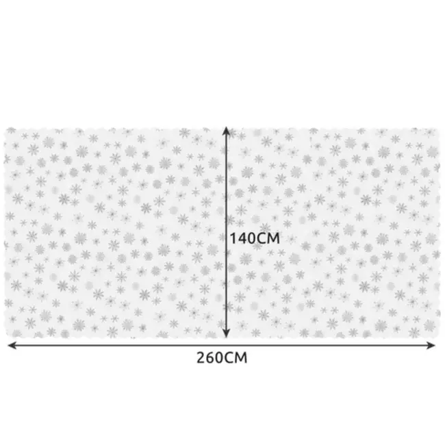 Ruhhy Kersttafelkleed 260x140cm - Elegant Wit met Zilveren Sneeuwvlokken