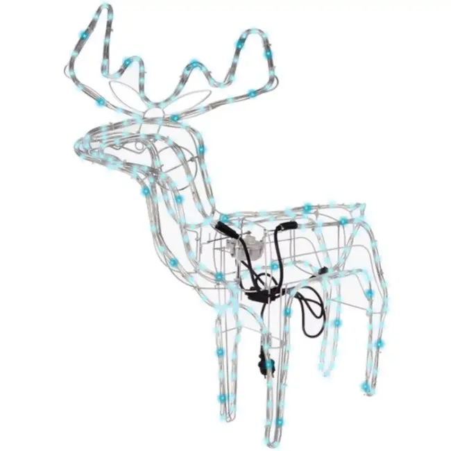 Ruhhy LED Rendier met Bewegende Kop - Koel Wit Licht en Blauwe FLASH - Magische Kerstsfeer