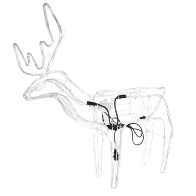 Ruhhy LED Rendier met Bewegende Kop - Koel Wit Licht en Blauwe FLASH - Magische Kerstsfeer