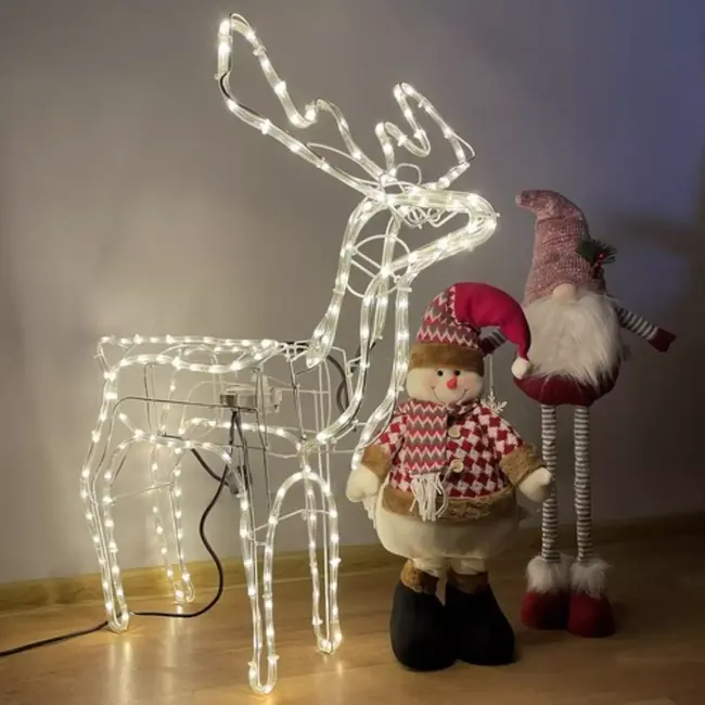 Ruhhy LED Rendier met Beweegbare Kop - Warmwit Licht - 3D Effect voor Kerstdecoratie