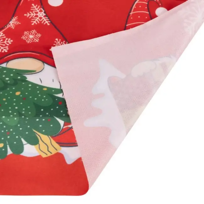 Ruhhy Kerstloper 220x40cm - Rood met Sneeuwvlokken en Kabouters - Perfect voor Feestdagen