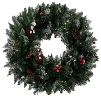 Ruhhy Besneeuwde Kerstkrans - 45 cm - Sfeervolle Deur- en Wanddecoratie