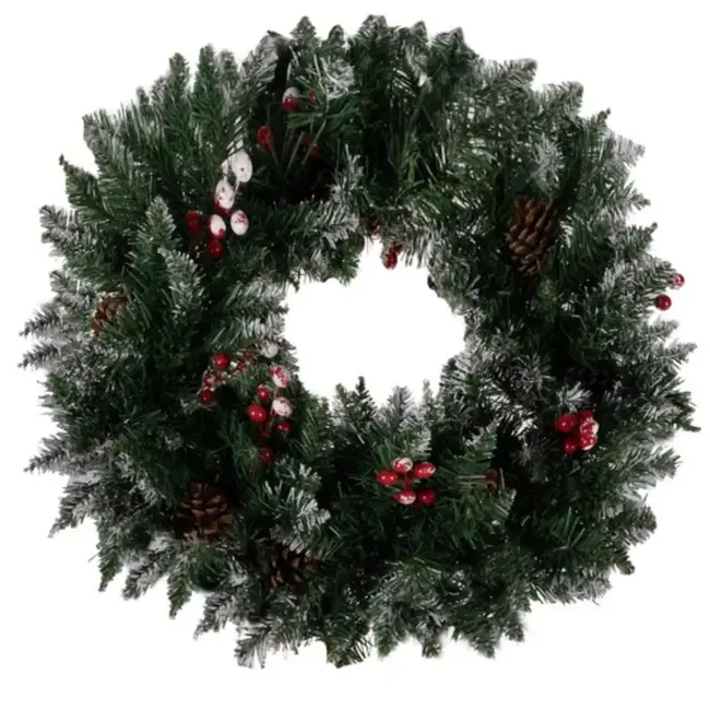 Ruhhy Besneeuwde Kerstkrans - 45 cm - Sfeervolle Deur- en Wanddecoratie