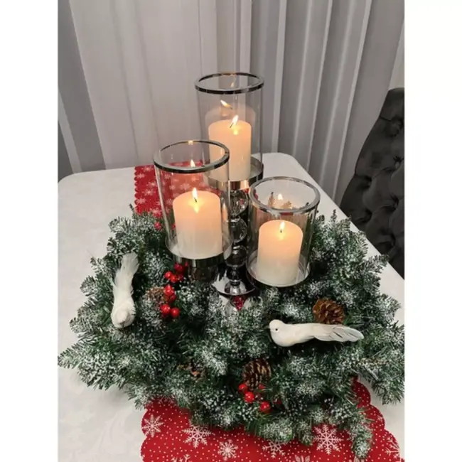 Ruhhy Besneeuwde Kerstkrans - 45 cm - Sfeervolle Deur- en Wanddecoratie