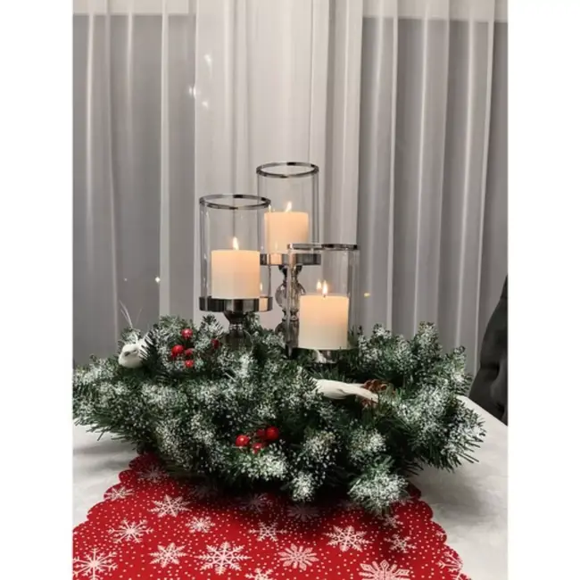 Ruhhy Besneeuwde Kerstkrans - 45 cm - Sfeervolle Deur- en Wanddecoratie