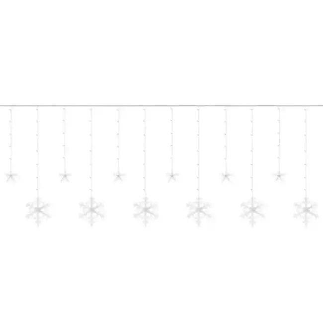 Ruhhy LED Lichtgordijn met Ster/Sneeuwvlok - Warm Wit, 138 LEDs voor Sfeervolle Kerst