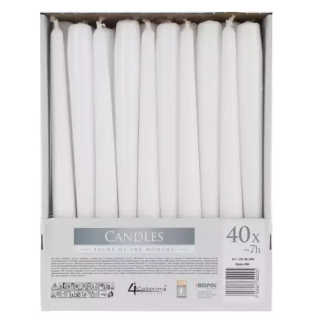 Ruhhy 40-Delige Witte Dinerkaarsen Set: Perfect voor Feestdagen en Speciale Gelegenheden