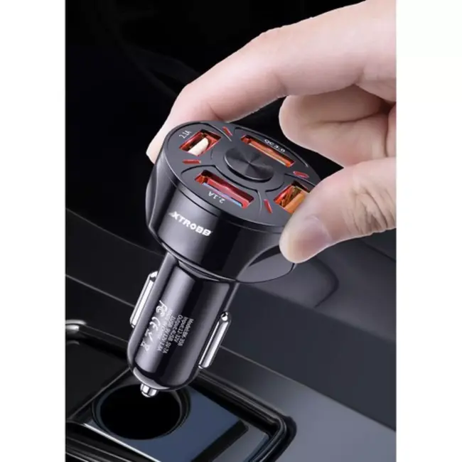 Xtrobb Auto-oplader: 4 USB-Poorten en Quick Charge voor Onderweg