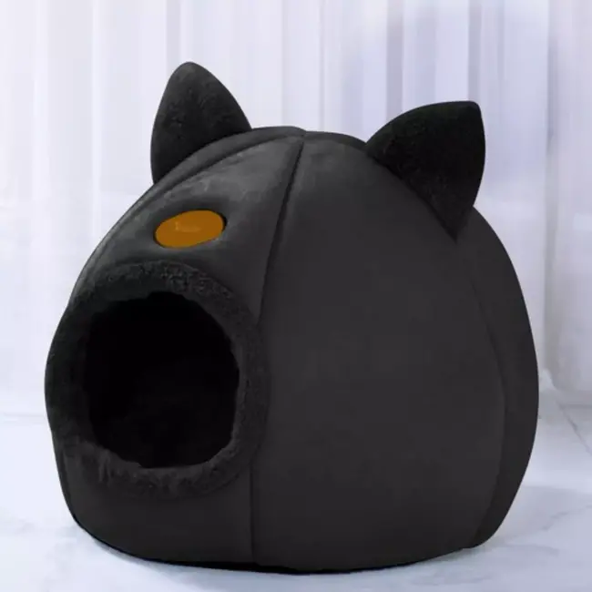 Purlov Plush Cat Bed - Luxe Huisje voor Jouw Kat