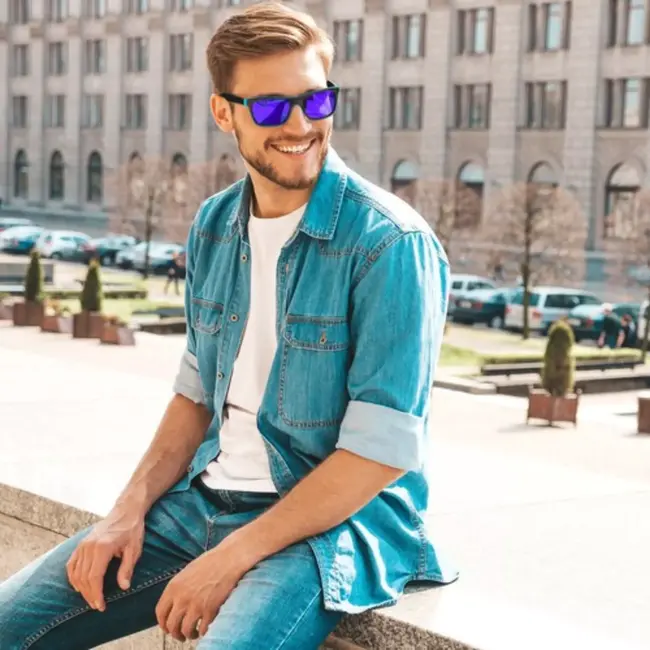 Trizand Gepolariseerde Zonnebril UV 400 - Polycarbonaat - Zwart/Blauw - Stijlvol en Beschermend