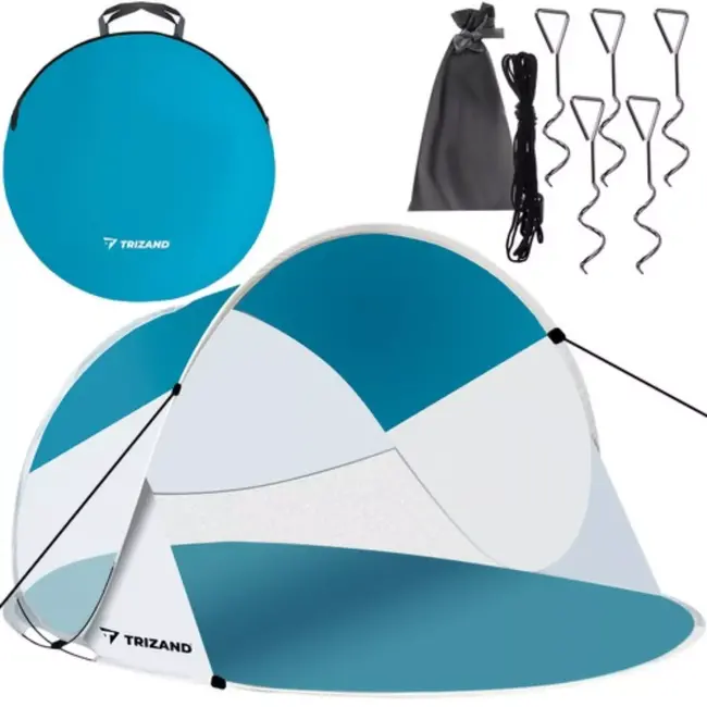 Trizand Pop-up Strandtent - 190x120x90cm - Met Mugennet - Ideaal voor Stranduitjes